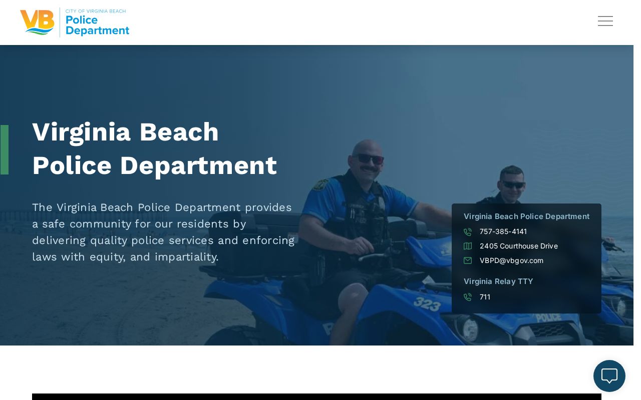 Virginia Beach City criminal history police service menu