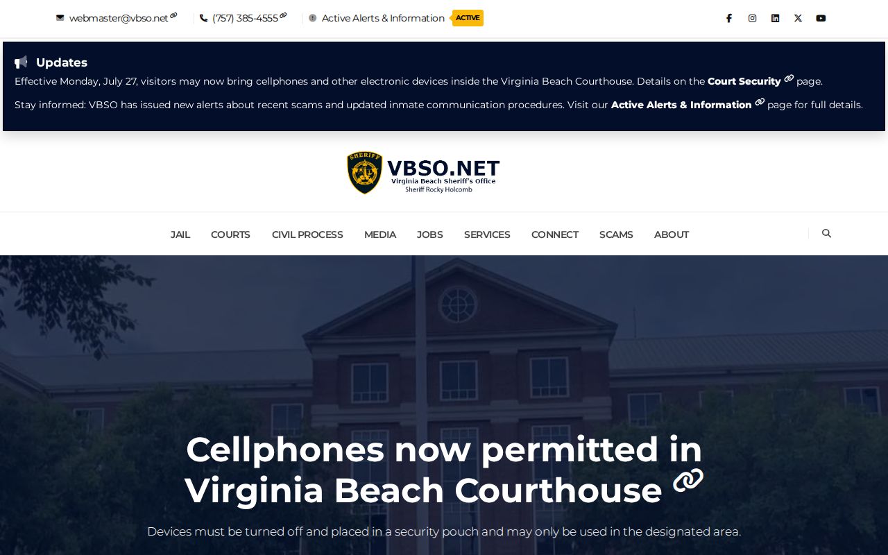Virginia Beach City criminal history sheriff and correctional records office