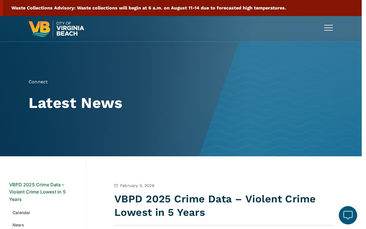 Virginia Beach criminal records context from the official 2025 crime release