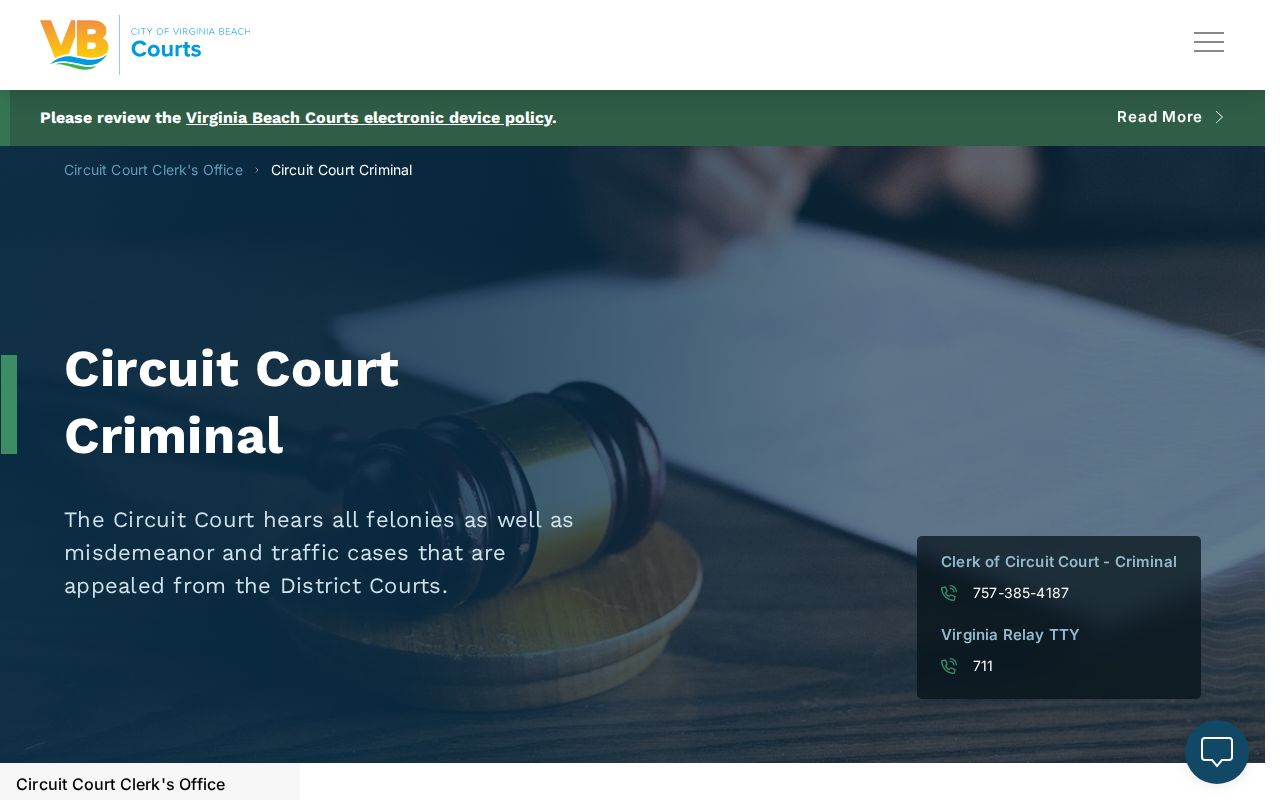 Virginia Beach Circuit Court criminal file copy information