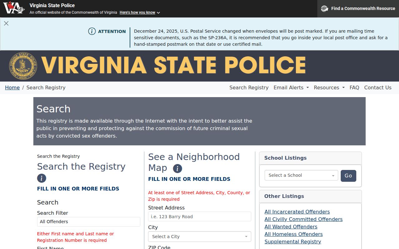 Virginia Beach sex offender search map and registry result list